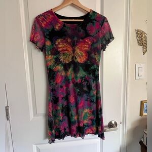 dELiA*s Multicolor Tie-Dye Dress with Butterfly Design